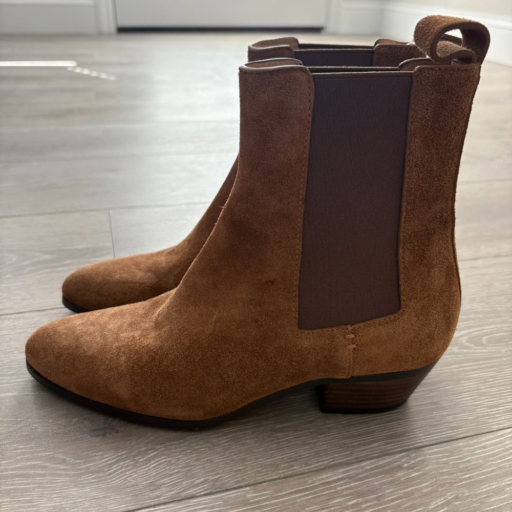 Odissi Womens Brown Ella Tan Suede Almond Toe Cuban Heel Ankle Boots‎ Size 37 EU - Picture 7 of 15